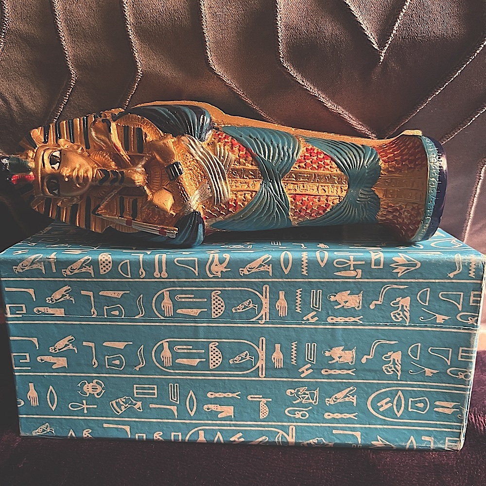 Egyptian mini sarcophagus in box.